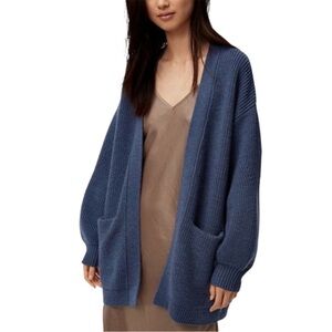 Aritzia Wilfred Free Merino Wool Rourke Cardigan Sweater Estate Blue